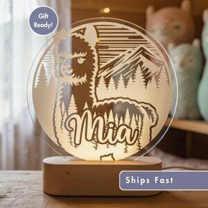 Personalized Llama Name Light | Custom LED Sign for Boys & Girls